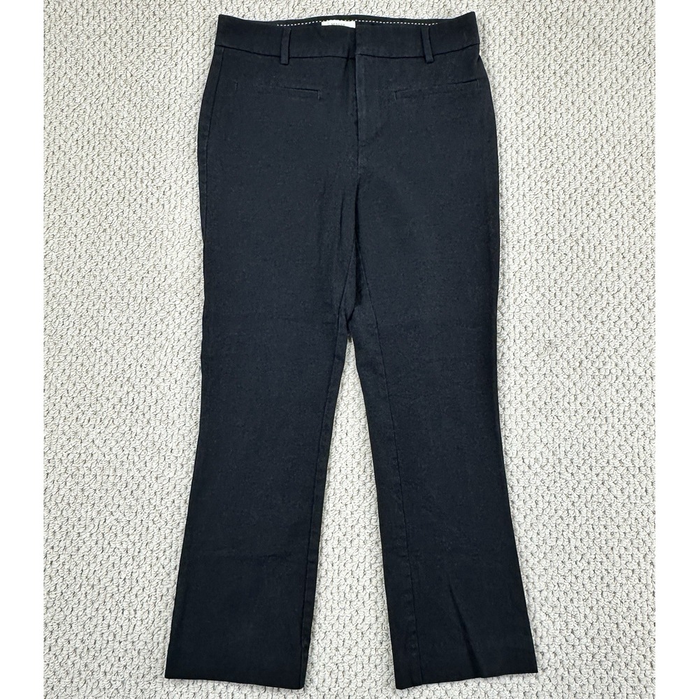 Maeve Pants Womens 4 Black Essential Slim Kick Flare Cropped Anthropologie